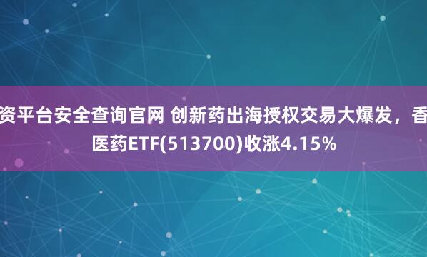 配资平台安全查询官网 创新药出海授权交易大爆发，香港医药ETF(513700)收涨4.15%